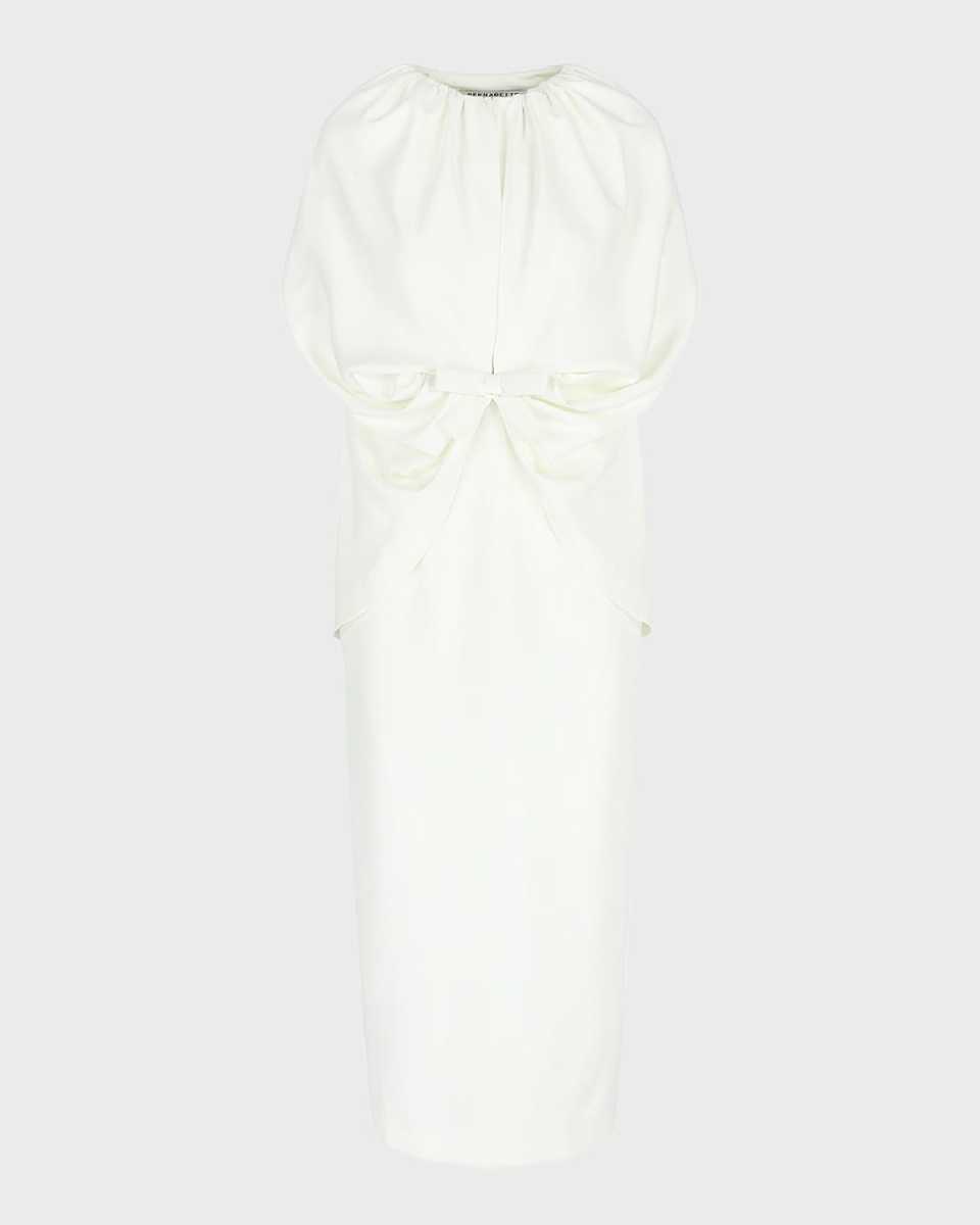 Ruched Waist Long Cape Dress